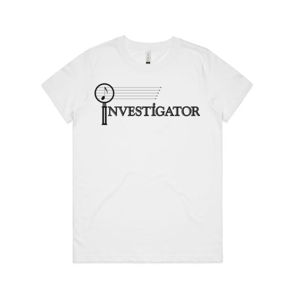 INVESTIGATOR Black - Womens Maple Organic Tee Thumbnail