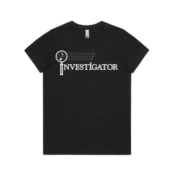 INVESTIGATOR White - Womens Maple Organic Tee Thumbnail